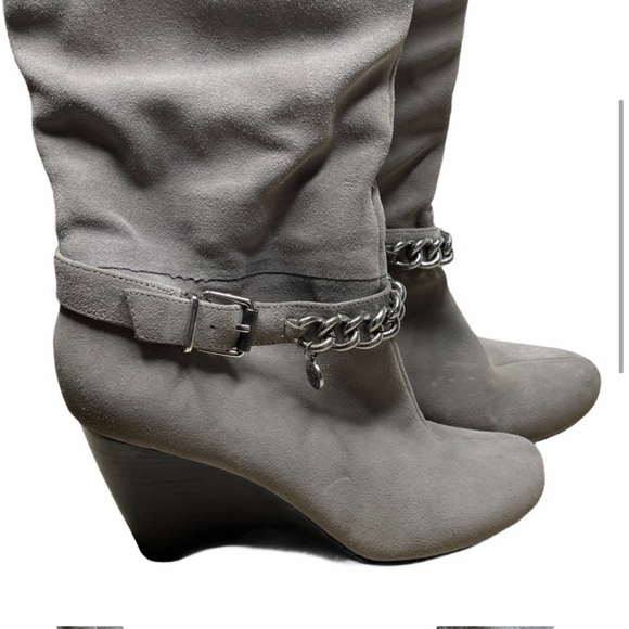 BCBGeneration Grey Suede Wedge Under the Knee Boot - Picture 4 of 9
